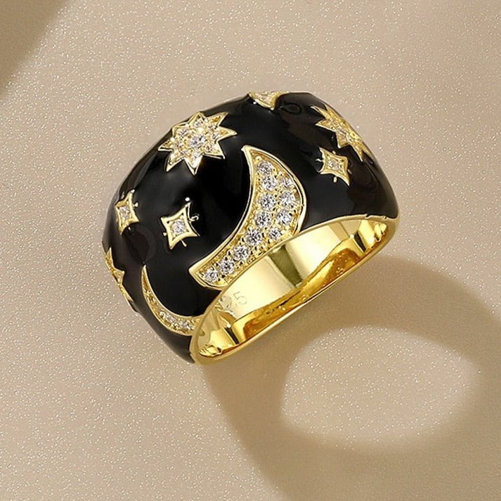Wee Luxury Silver Rings 5 / yellow gold Original Star Moon Pattern Silver Rings For Women