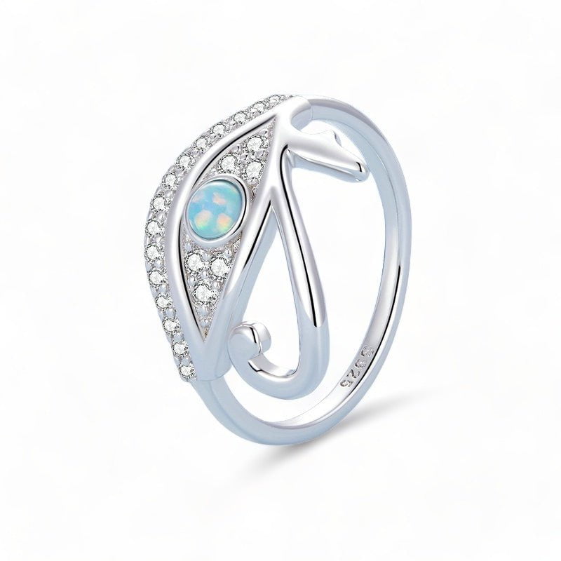 Wee Luxury Silver Rings 925 Sterling Silver Blue Opal Lucky Eye Ring