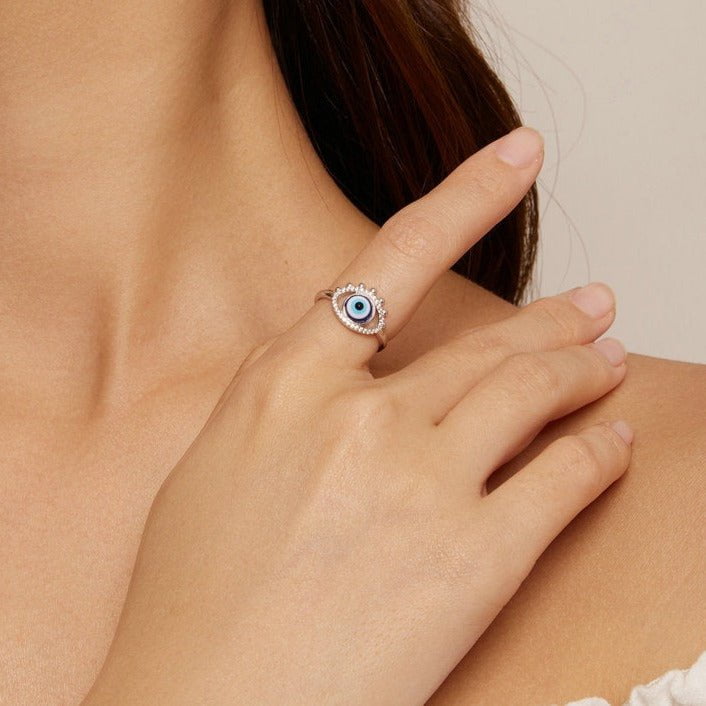 Wee Luxury Silver Rings 925 Sterling Silver Lucky Evil Eye Ring