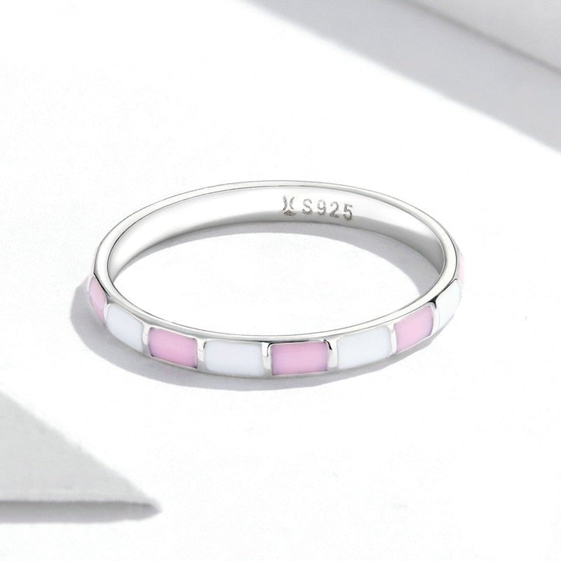 Wee Luxury Silver Rings 925 Sterling Silver Simple Check Ring for Women