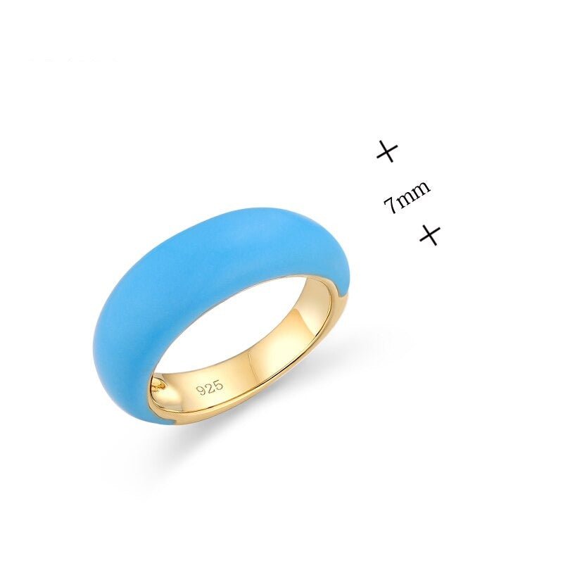 Wee Luxury Silver Rings Circle Colourful Enamel Silver Thumb Ring