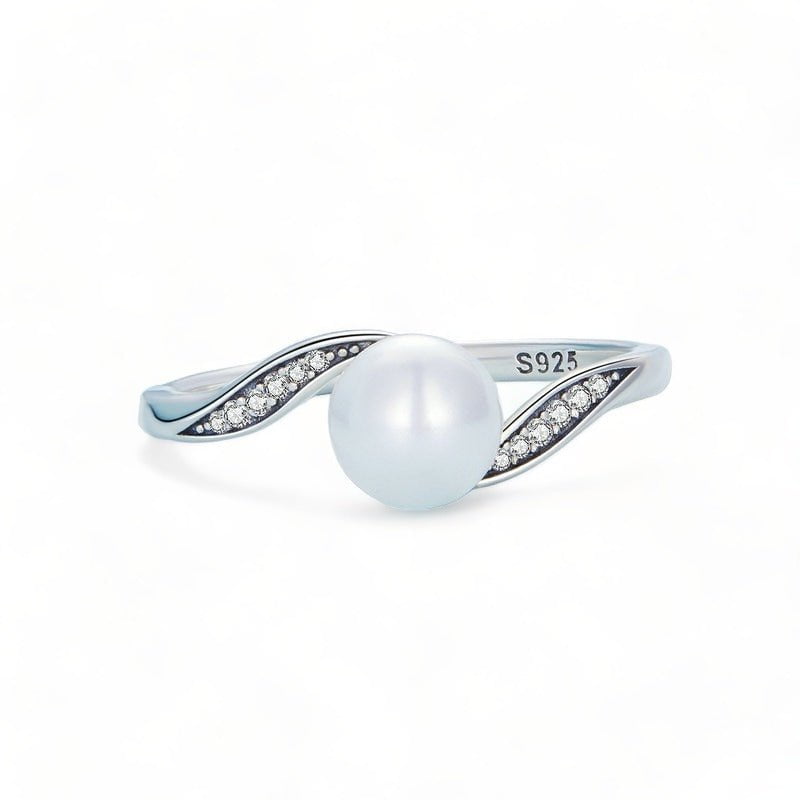 Wee Luxury Silver Rings Geometric Silver Quality Shell Pearl Ring