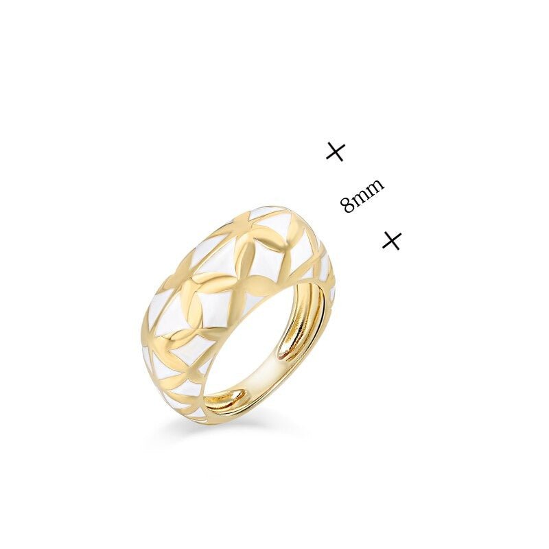 Wee Luxury Silver Rings Geometry Design Colour Enamel Sterling Silver Rings