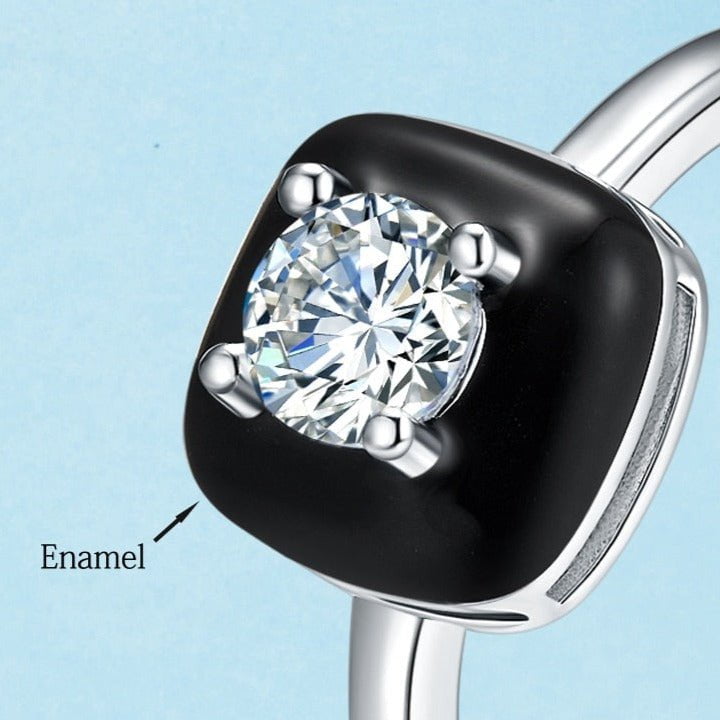 Wee Luxury Silver Rings High Quality Zircon White Black Silver Ring