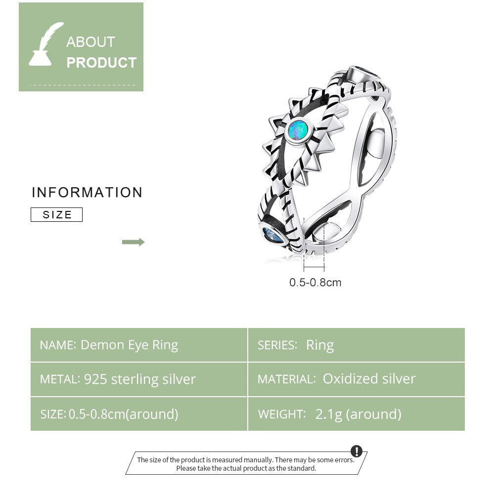Wee Luxury Silver Rings Hollow Design Shining Demon Eye Rings Finger Ring