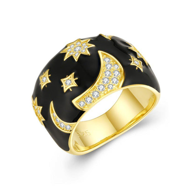Wee Luxury Silver Rings Original Star Moon Pattern Silver Rings For Women