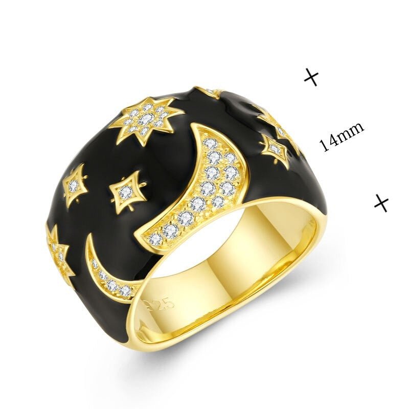 Wee Luxury Silver Rings Original Star Moon Pattern Silver Rings For Women