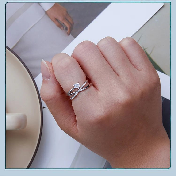 Wee Luxury Silver Rings Shiny Twisted Double-layer Finger Ring For Women