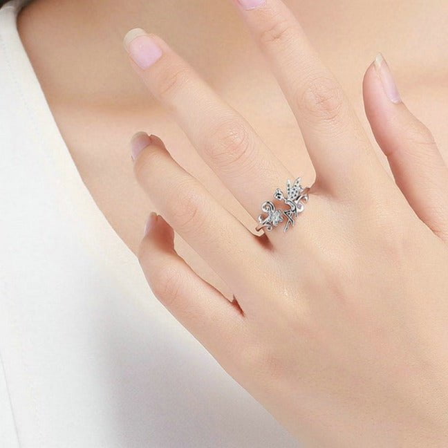 Wee Luxury Silver Rings Silver Elegant 925 Sterling Silver Fairy & Daisy Flower Ring
