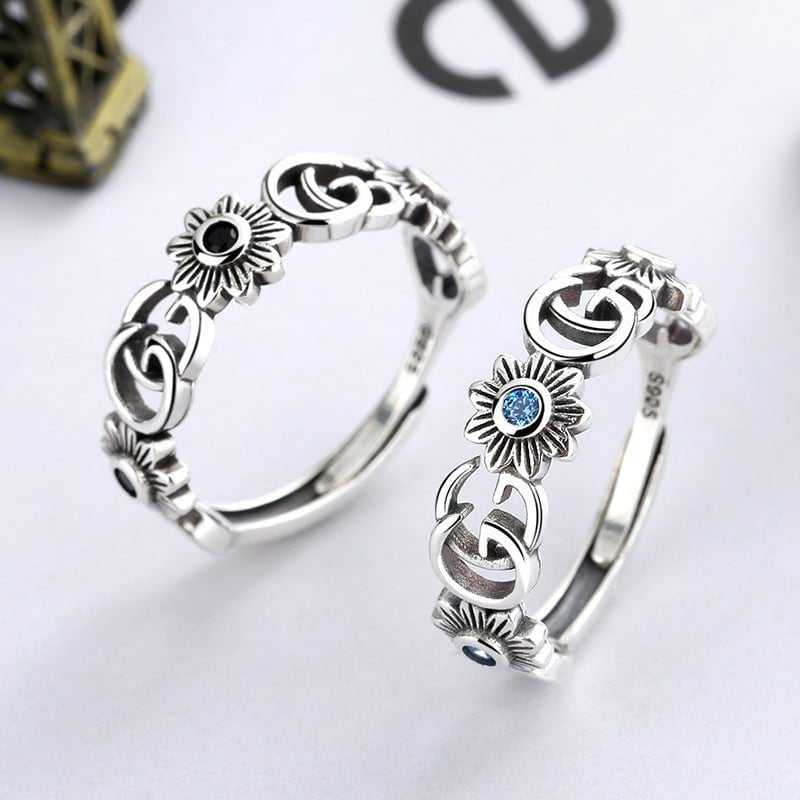 Wee Luxury Silver Rings Vintage Blossom Adjustable Sterling Silver Ring for Women