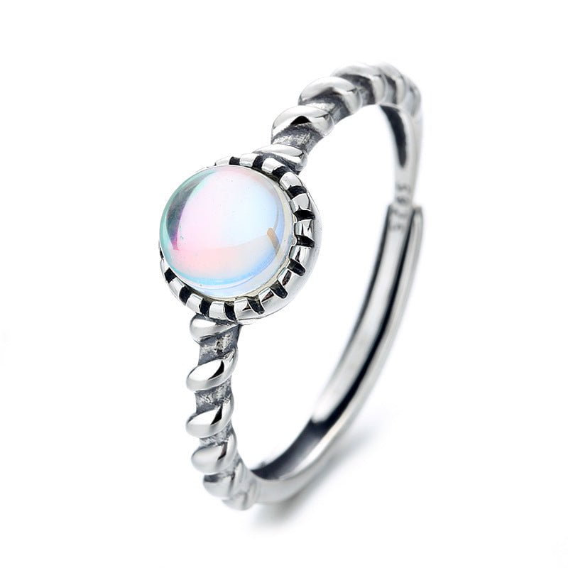 Wee Luxury Silver Rings Yfj405/b model is about 1.98 grams / The opening is adjustable S925 Sterling Silver Retro Design Adjustable Blue Moonstone Ladies Ring