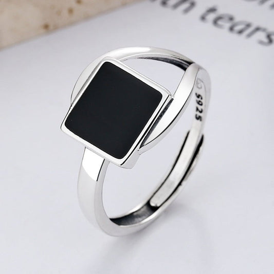 Wee Luxury Silver Rings Yfj595/about 2.8 grams / The opening is adjustable Square Design Silver Adjustable Opening Ring - Retro Style for Women