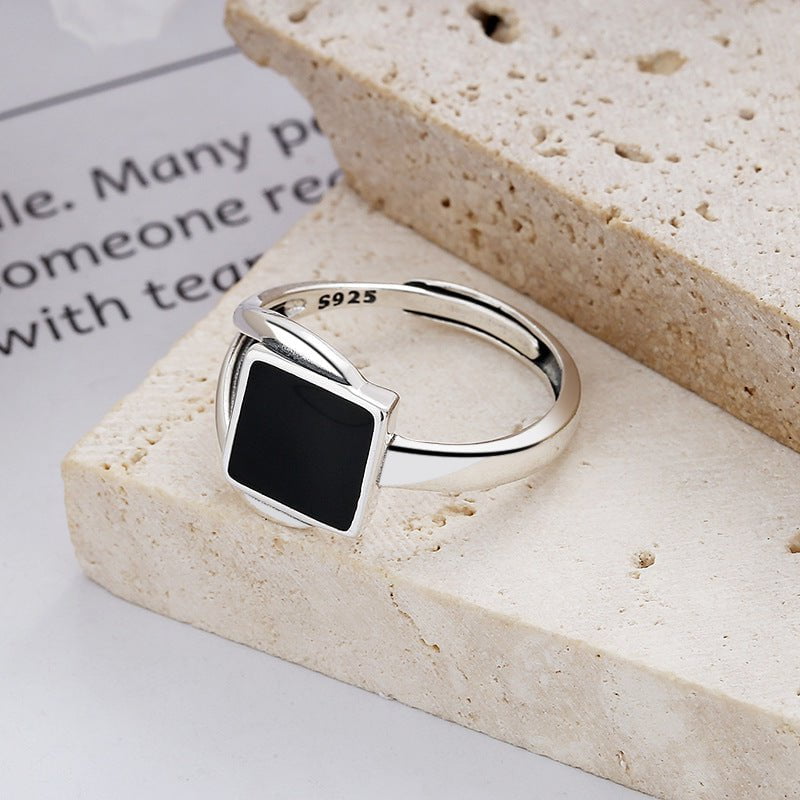 Wee Luxury Silver Rings Yfj595/about 2.8 grams / The opening is adjustable Square Design Silver Adjustable Opening Ring - Retro Style for Women