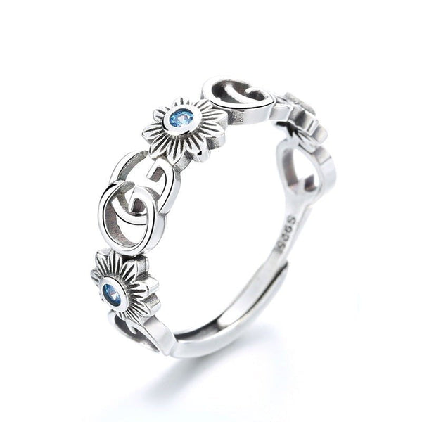Wee Luxury Silver Rings Vintage Blossom Adjustable Sterling Silver Ring for Women
