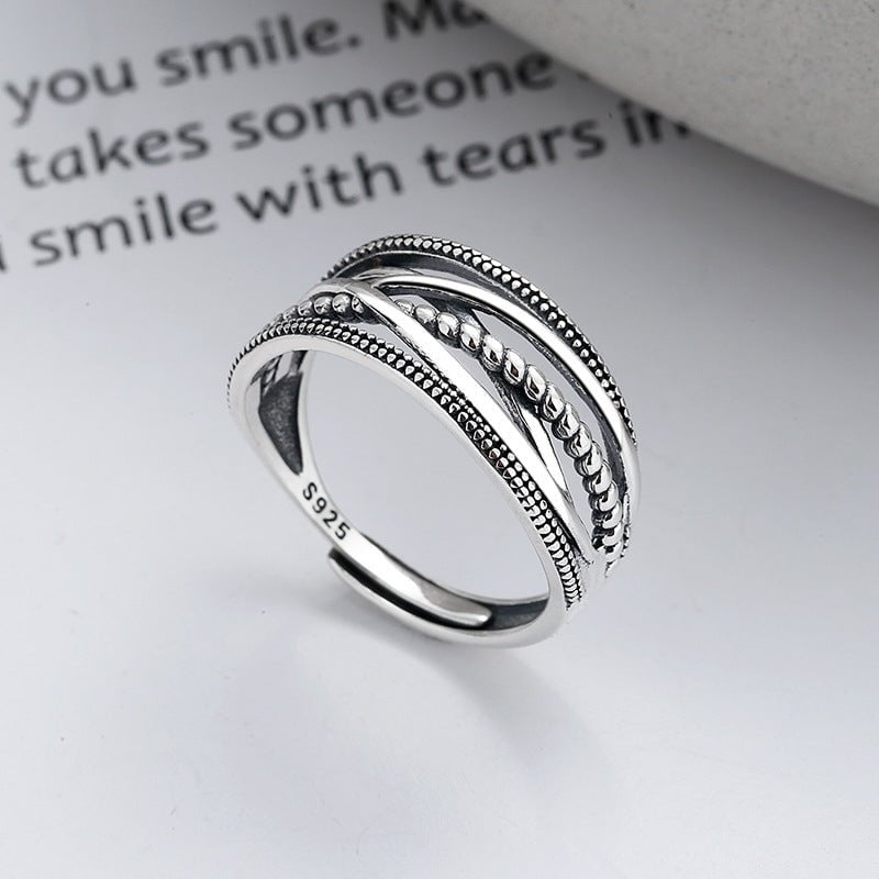 Wee Luxury Silver Rings Yj421/about 3.5 grams / The opening is adjustable Korean Style Sterling Silver Retro Geometric Twist Cross Ring