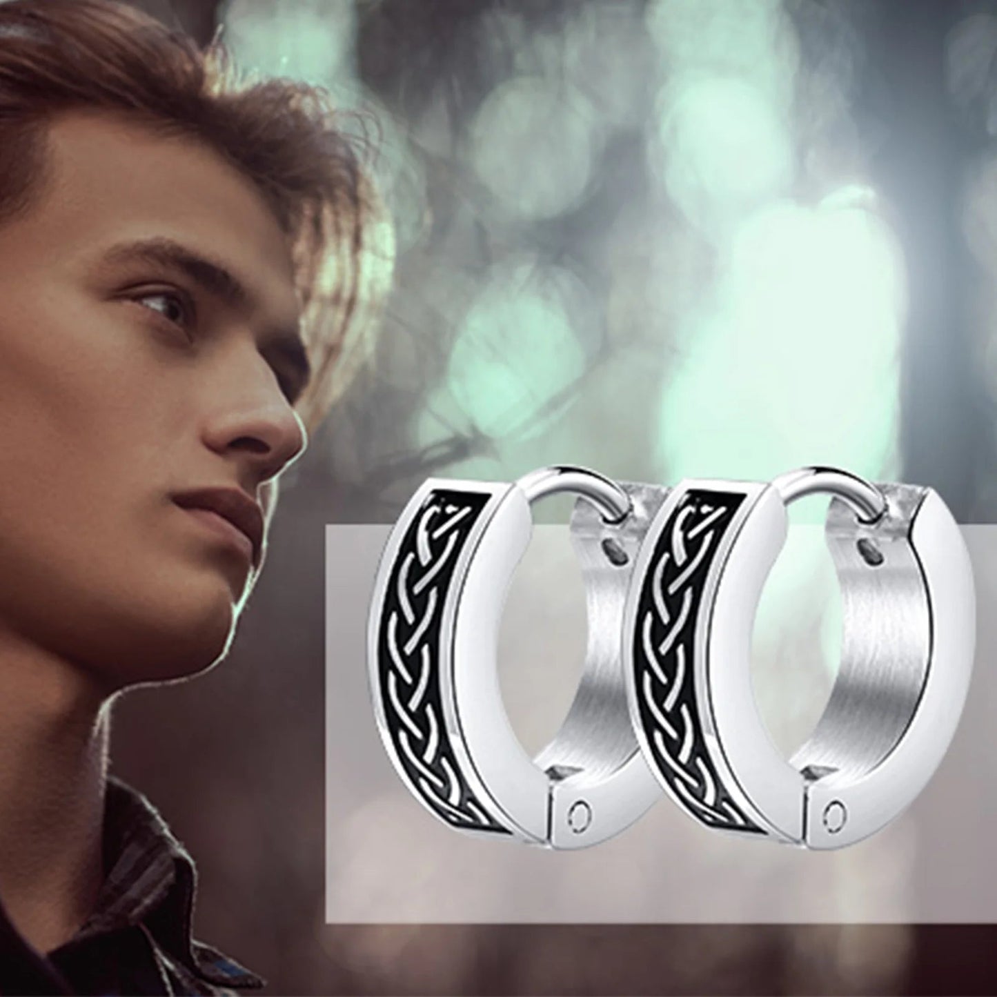 Wee Luxury Stainless Steel Rock Punk Huggie Earrings For Men