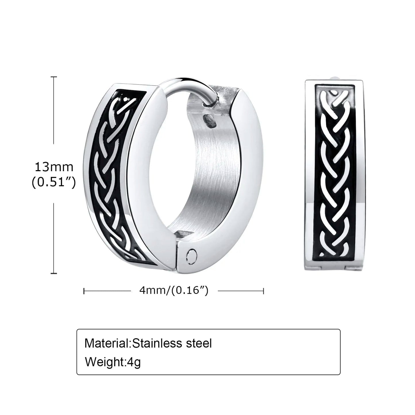 Wee Luxury Stainless Steel Rock Punk Huggie Earrings For Men