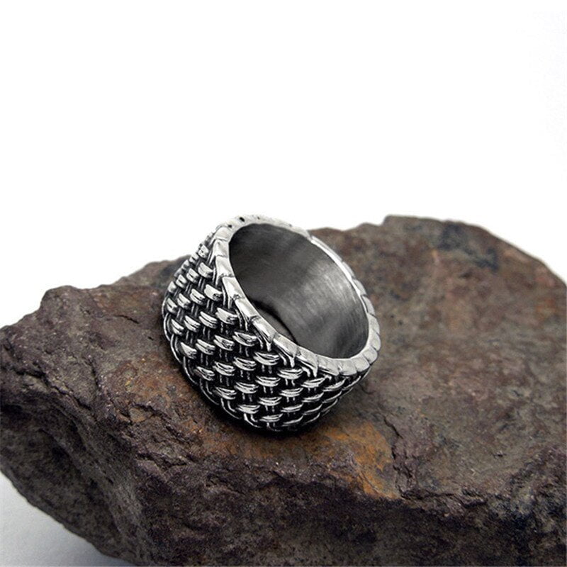 Vintage Stainless Steel Interwoven Men Finger Ring