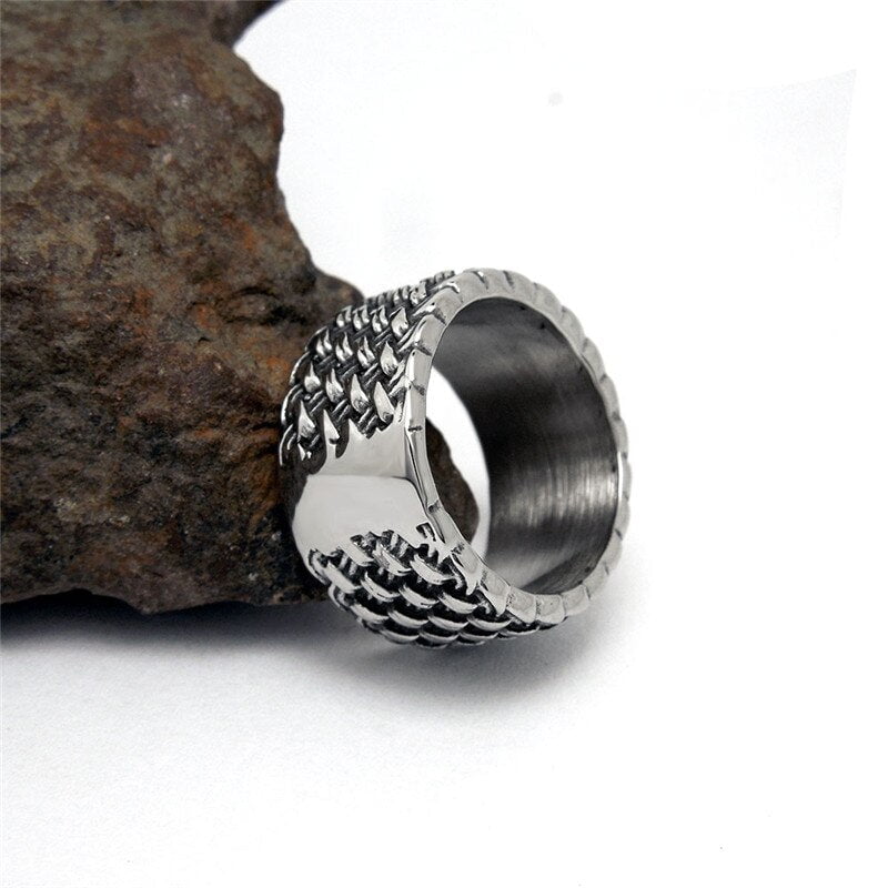 Vintage Stainless Steel Interwoven Men Finger Ring