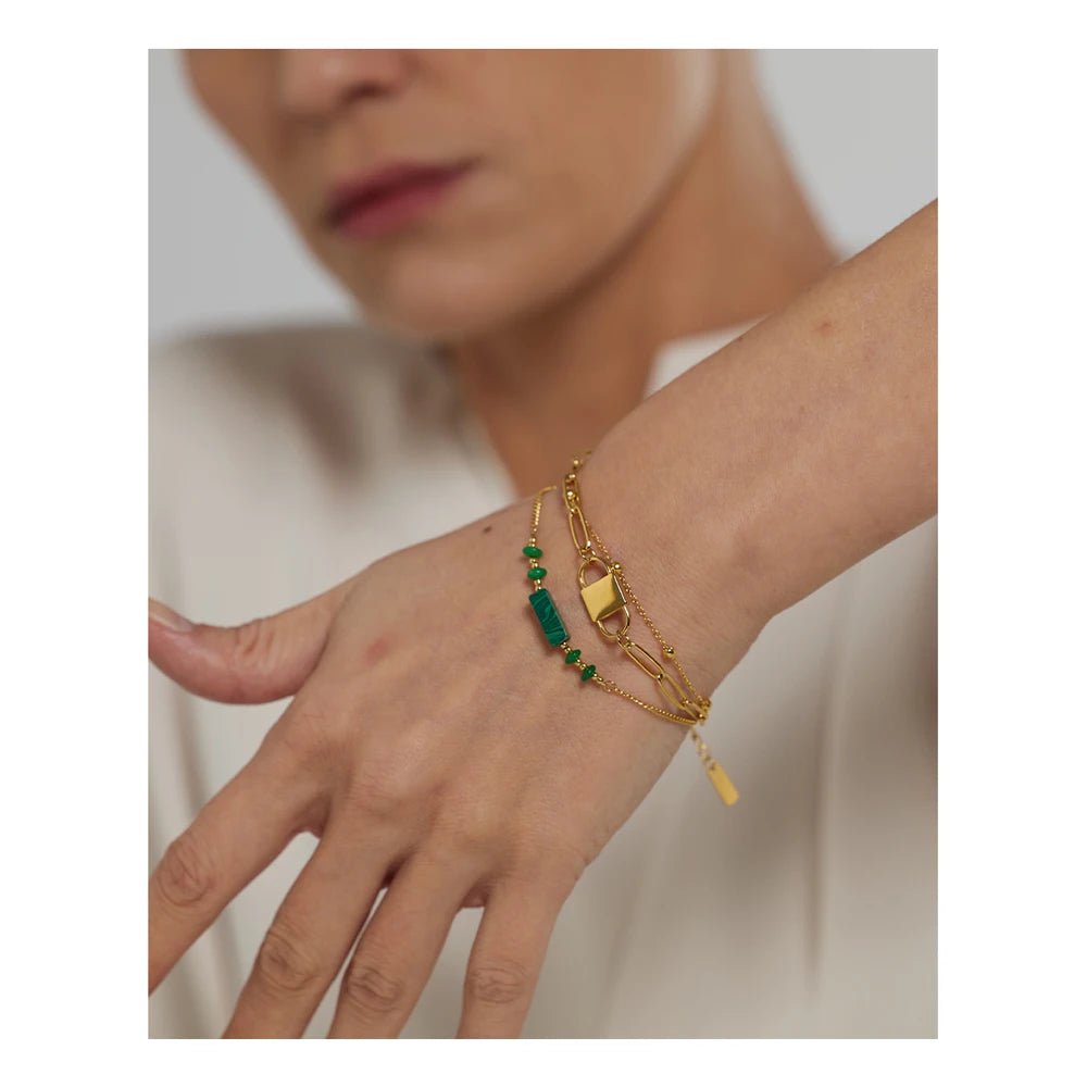 Wee Luxury Women Bracelets 771 Malachite Stone Natural Stone Green Multi Layer Bracelet Bangle For Women