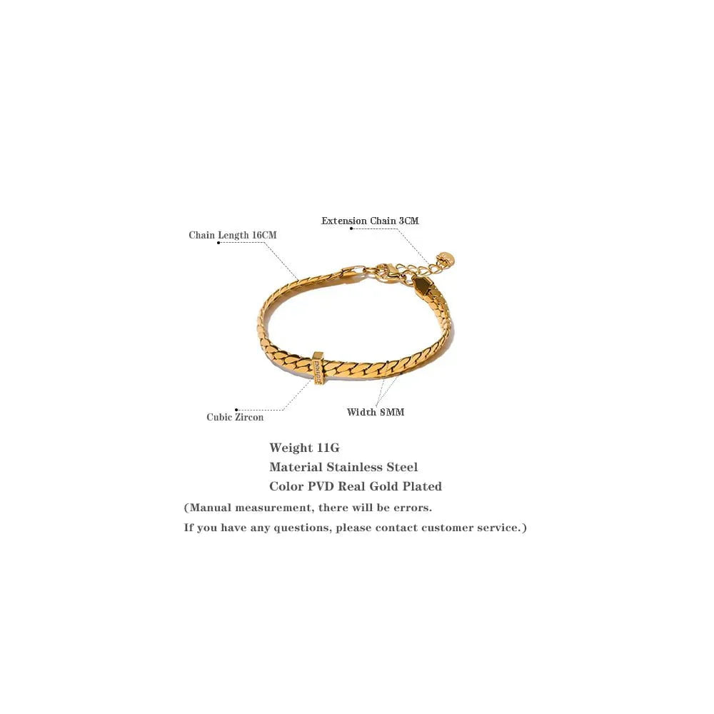 Wee Luxury Women Bracelets Cuban Chain Stainless Steel Bracelet Bangle Zircon Statement