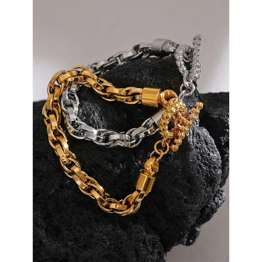 Wee Luxury Women Bracelets Fashion Wrist Thicker Link Chain Gold Plated Bracelet for Ladies