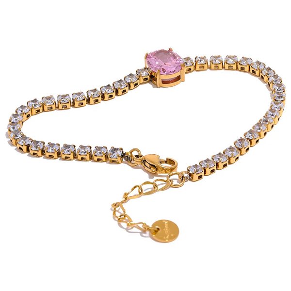 Wee Luxury Women Bracelets Women's Luxury Cubic Zirconia Bling Chain Bracelet Bangle
