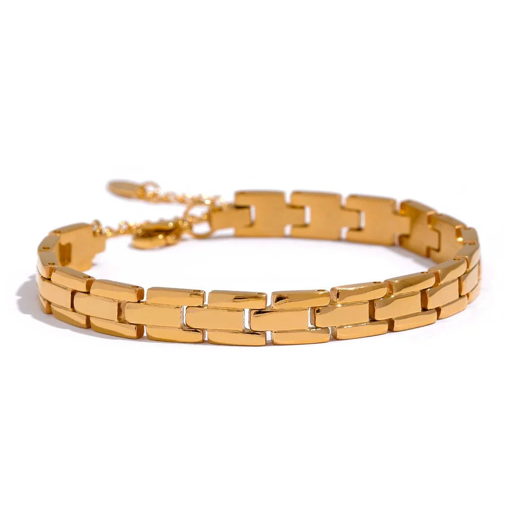 Wee Luxury Women Bracelets Gold Plated Adjustable Wrist 316L Stainless Steel Charm Polished Chain Bracelet