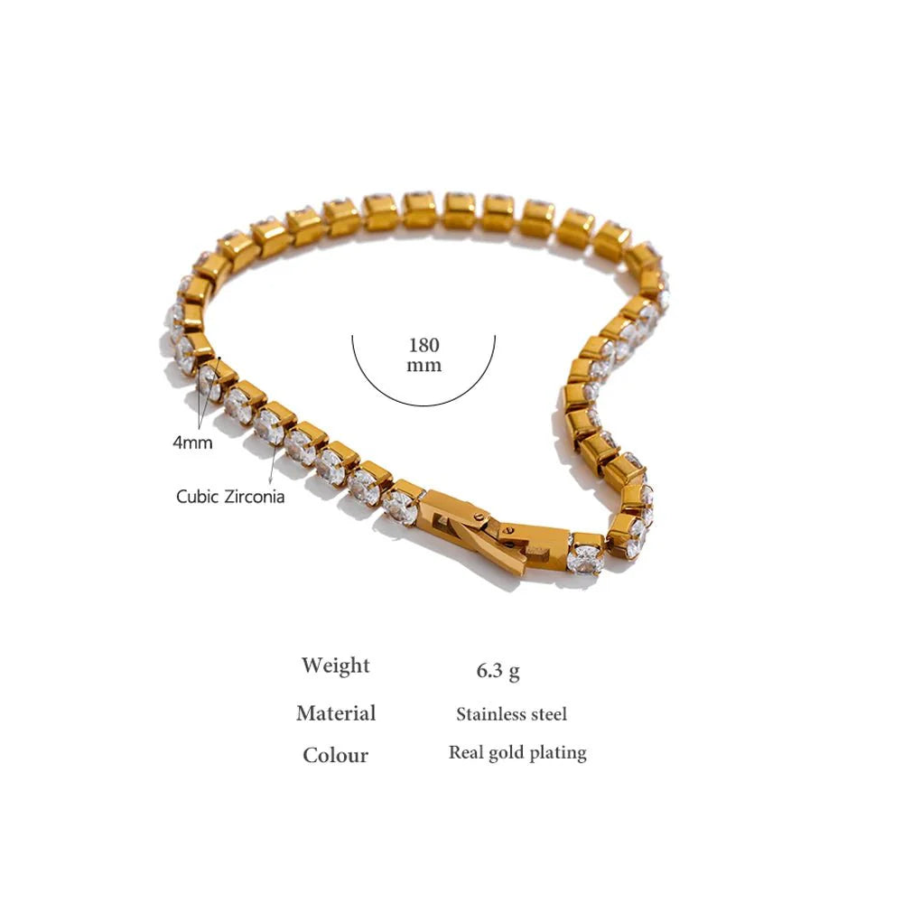 Wee Luxury Women Bracelets Gold Plated Luxury Charm Bling AAA Cubic Zirconia Chain Bracelet for Women