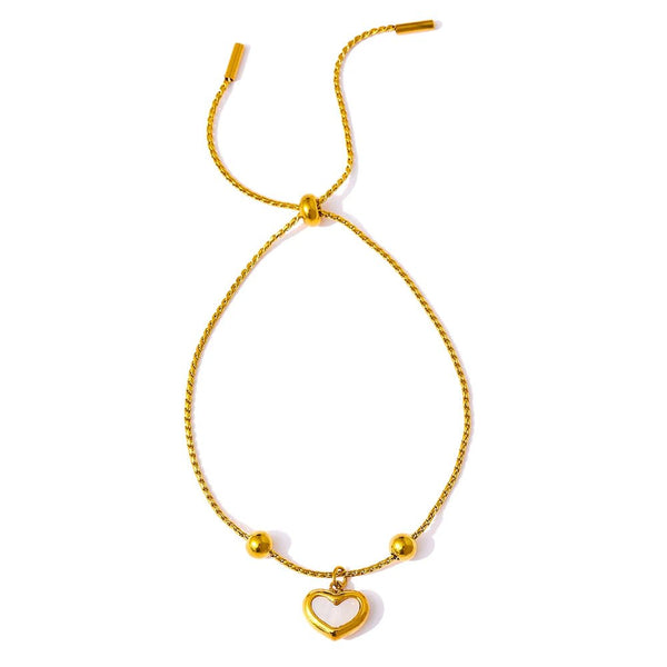 Wee Luxury Women Bracelets Gold Plated Summer Beach Fashion Natural Shell Chain Heart Bracelet Bangle