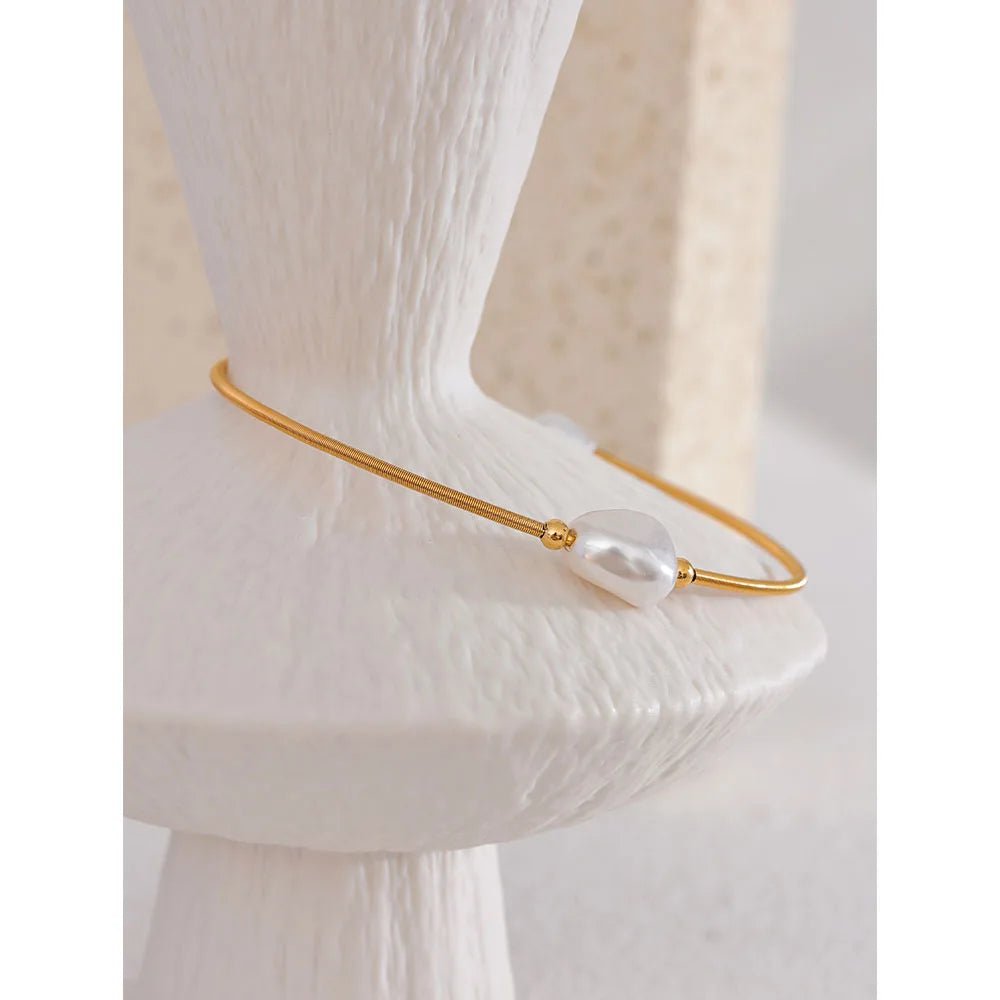 Wee Luxury Women Bracelets Gold Plated Trendy Chic Imitation Pearls Thin Cuff Open Bracelet Bangle