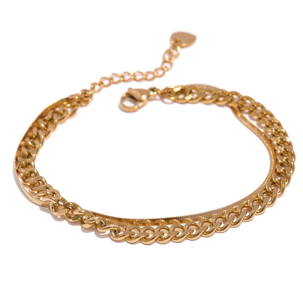 Wee Luxury Women Bracelets Gold Plated Trendy Unique Design Double Layered Bangle Gold Chain Bracelet