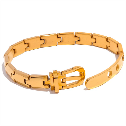 Wee Luxury Women Bracelets Gold Stainless Steel Texture Chain 3 Colors Cuban Chain Bracelet Bangle