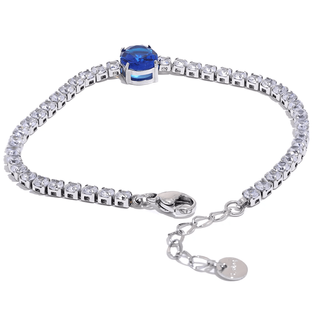 Wee Luxury Women Bracelets P-blue Women's Luxury Cubic Zirconia Bling Chain Bracelet Bangle