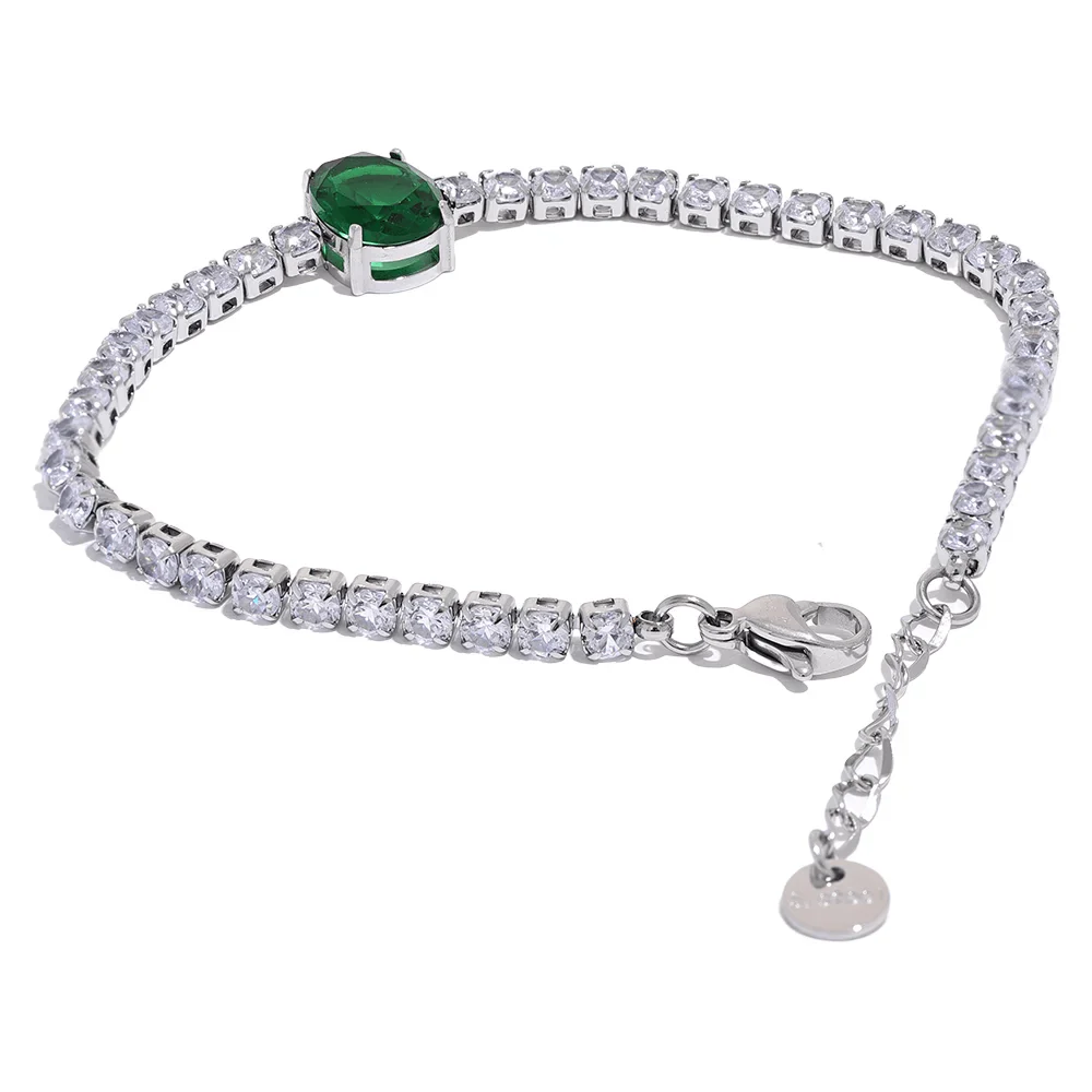 Wee Luxury Women Bracelets P-green Women's Luxury Cubic Zirconia Bling Chain Bracelet Bangle