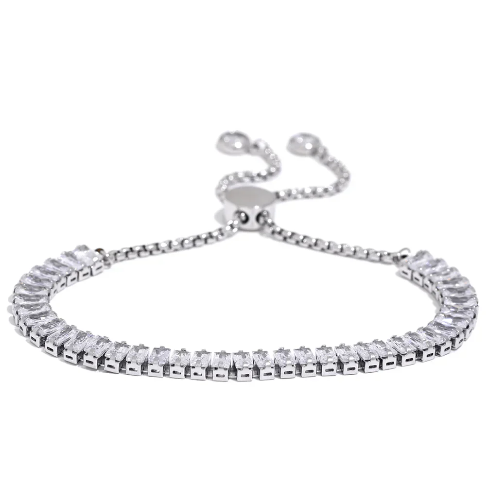 Wee Luxury Women Bracelets P-White Bling Cubic Zirconia Chain Bracelet for Ladies Luxury Pull-out Bangle