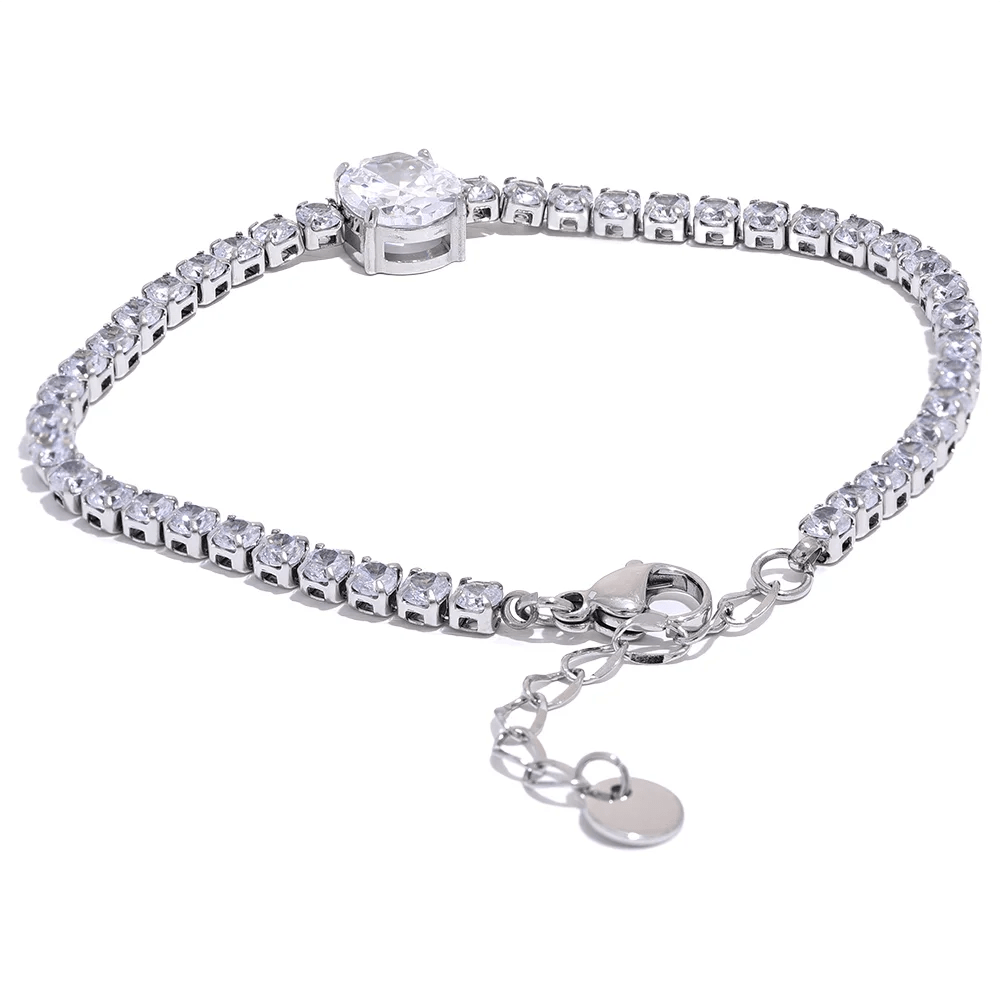 Wee Luxury Women Bracelets P-white Women's Luxury Cubic Zirconia Bling Chain Bracelet Bangle