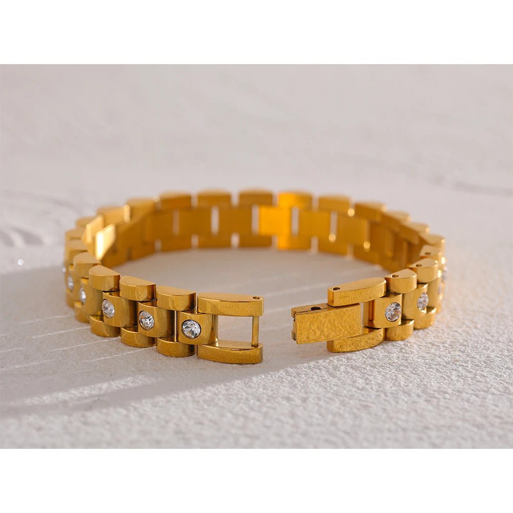 Wee Luxury Women Bracelets Stainless Steel Gold Plated Thick Cuban Chain Bracelet