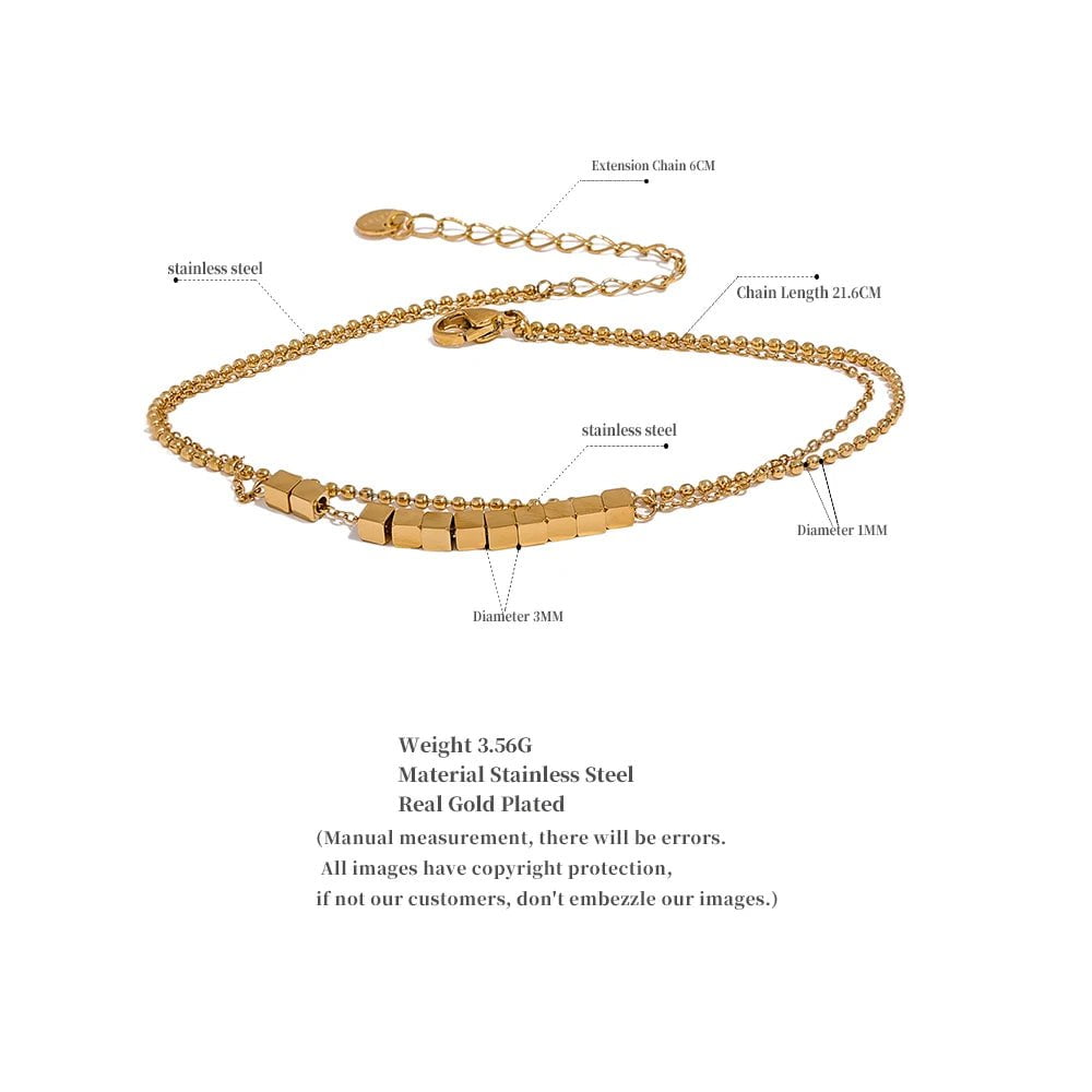 Wee Luxury Women Bracelets Statement Square Bead Chain Layered Bracelet For Women