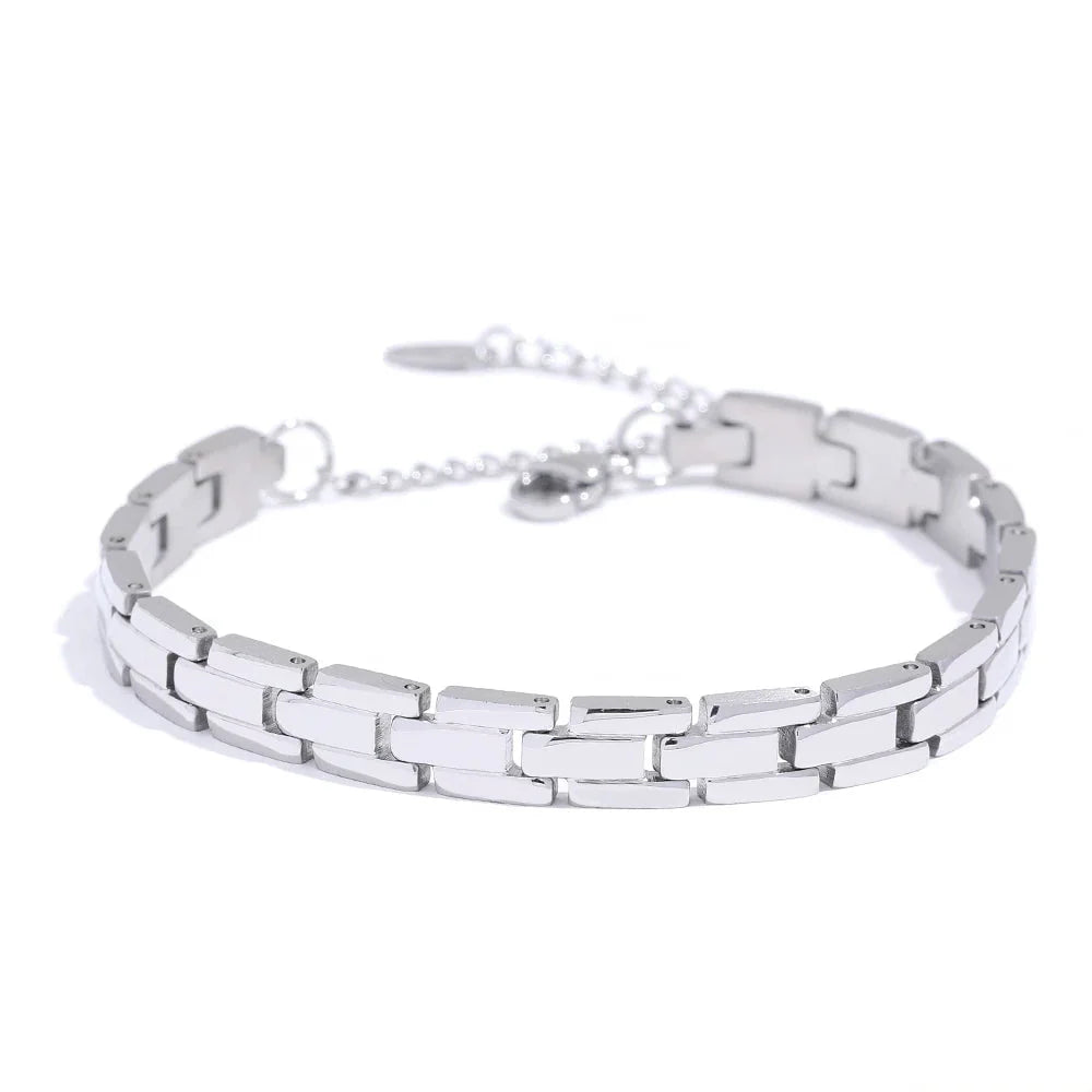 Wee Luxury Women Bracelets Steel Adjustable Wrist 316L Stainless Steel Charm Polished Chain Bracelet