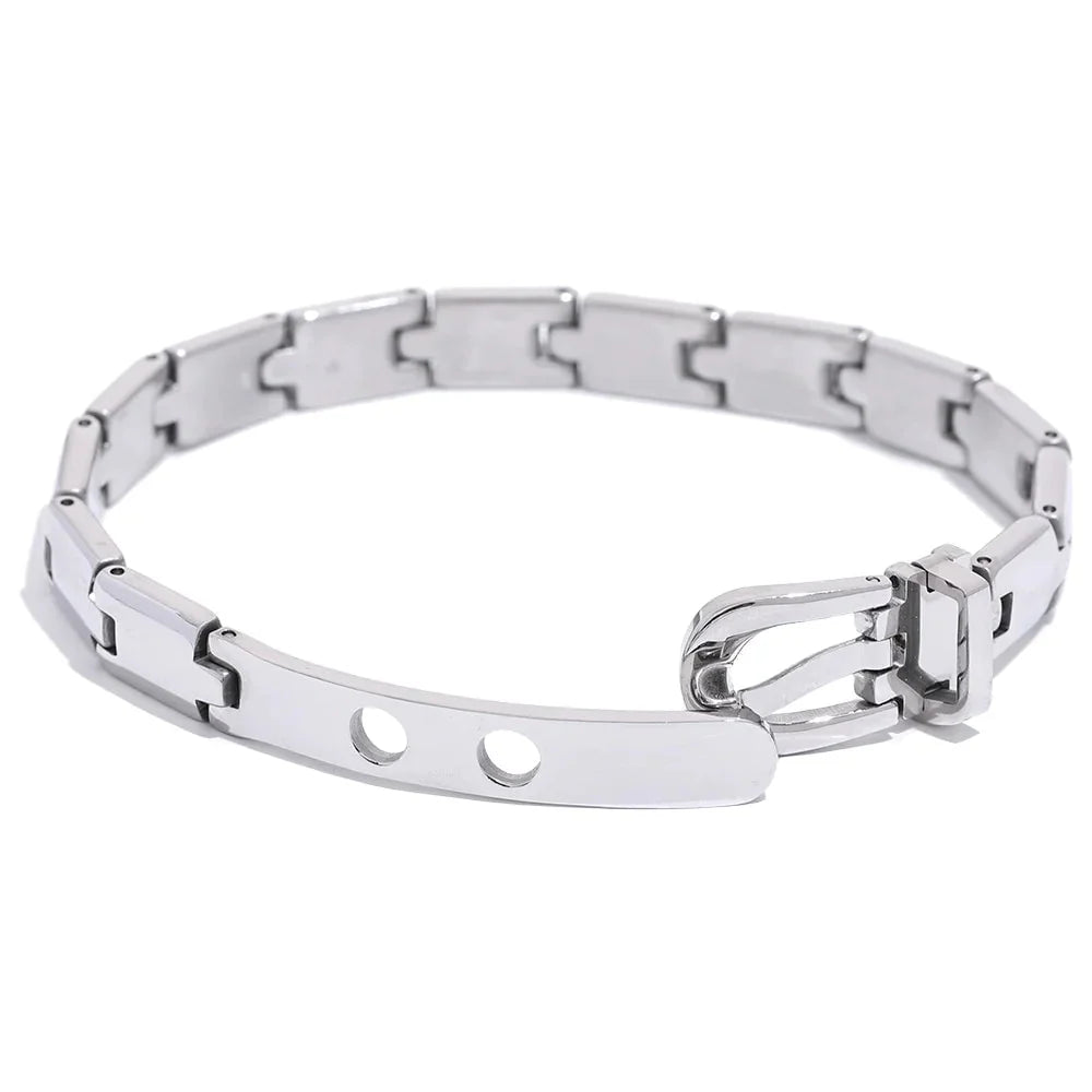 Wee Luxury Women Bracelets Steel Stainless Steel Texture Chain 3 Colors Cuban Chain Bracelet Bangle