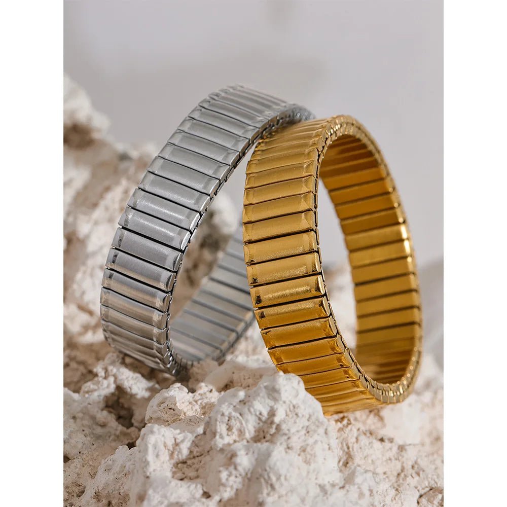 Wee Luxury Women Bracelets Trendy Metal Stainless Steel Chain Wide Wrist Bracelet Bangle