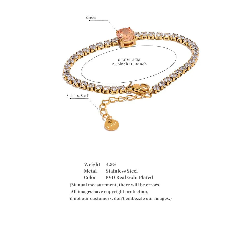 Wee Luxury Women Bracelets Women's Luxury Cubic Zirconia Bling Chain Bracelet Bangle