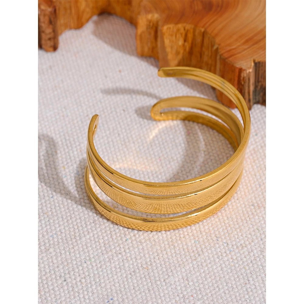 Wee Luxury Women Bracelets YH1240A - Gold Multi-Layer Statement Gold Color Cuff Bracelet