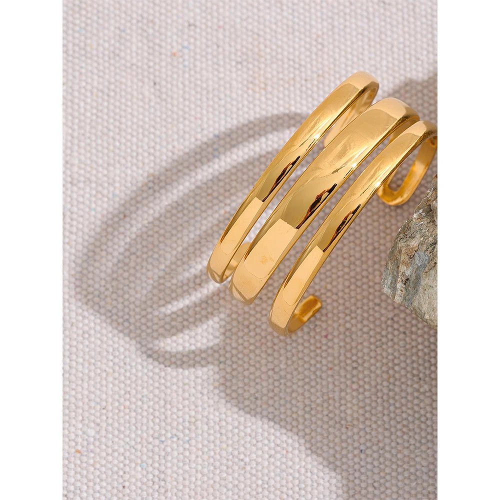 Wee Luxury Women Bracelets YH1240A - Gold Multi-Layer Statement Gold Color Cuff Bracelet