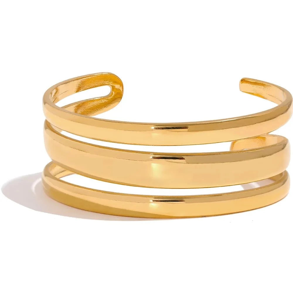 Wee Luxury Women Bracelets YH1240A - Gold Multi-Layer Statement Gold Color Cuff Bracelet