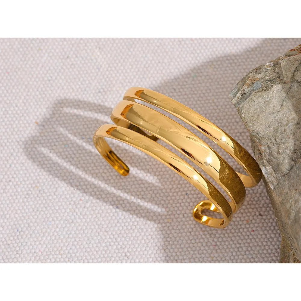 Wee Luxury Women Bracelets YH1240A - Gold Multi-Layer Statement Gold Color Cuff Bracelet