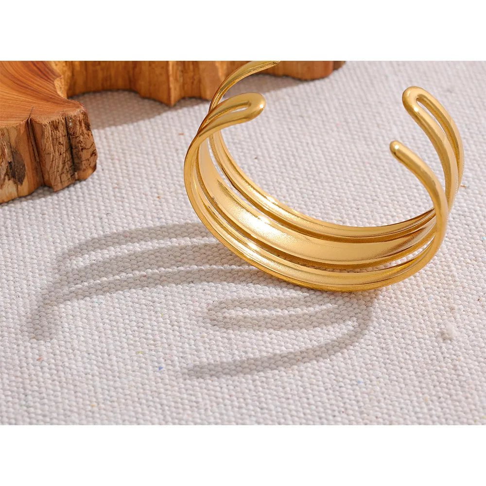 Wee Luxury Women Bracelets YH1240A - Gold Multi-Layer Statement Gold Color Cuff Bracelet