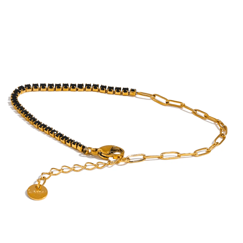 Wee Luxury Women Bracelets YH1306A Black Chic Thin Chain Colorful Cubic Zirconia Bracelet Bangle