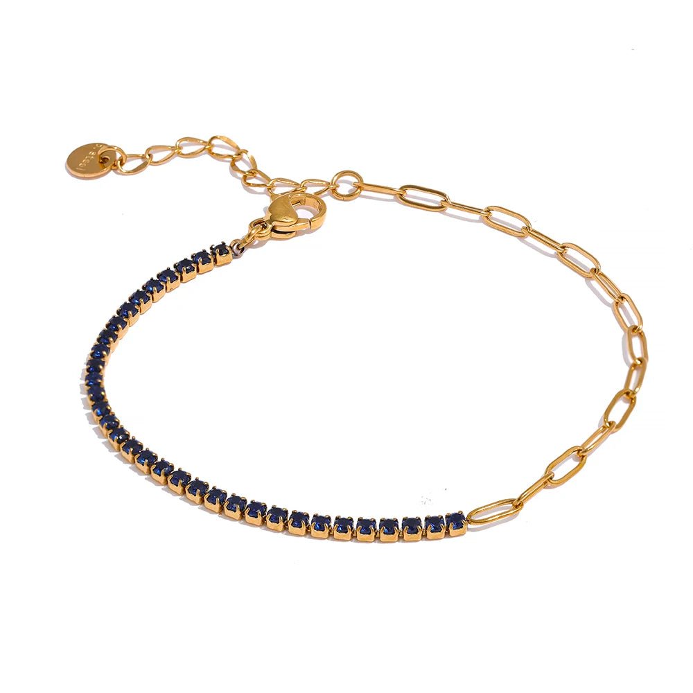 Wee Luxury Women Bracelets YH1306A Blue Chic Thin Chain Colorful Cubic Zirconia Bracelet Bangle